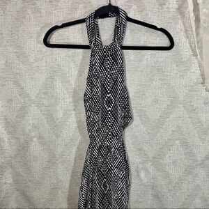 NBD X the Naven Twins black and white geometric cut out backless maxi dress